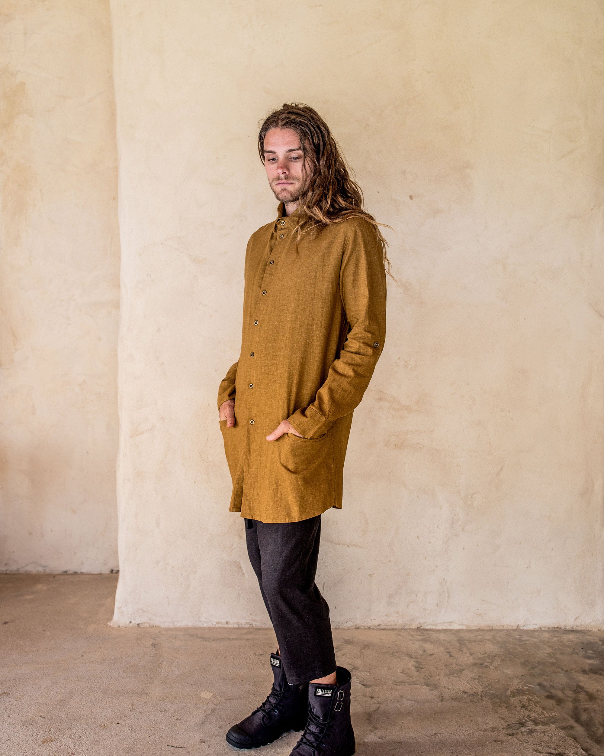 Axial Linen Shirt - Tumeric - Idis Designs