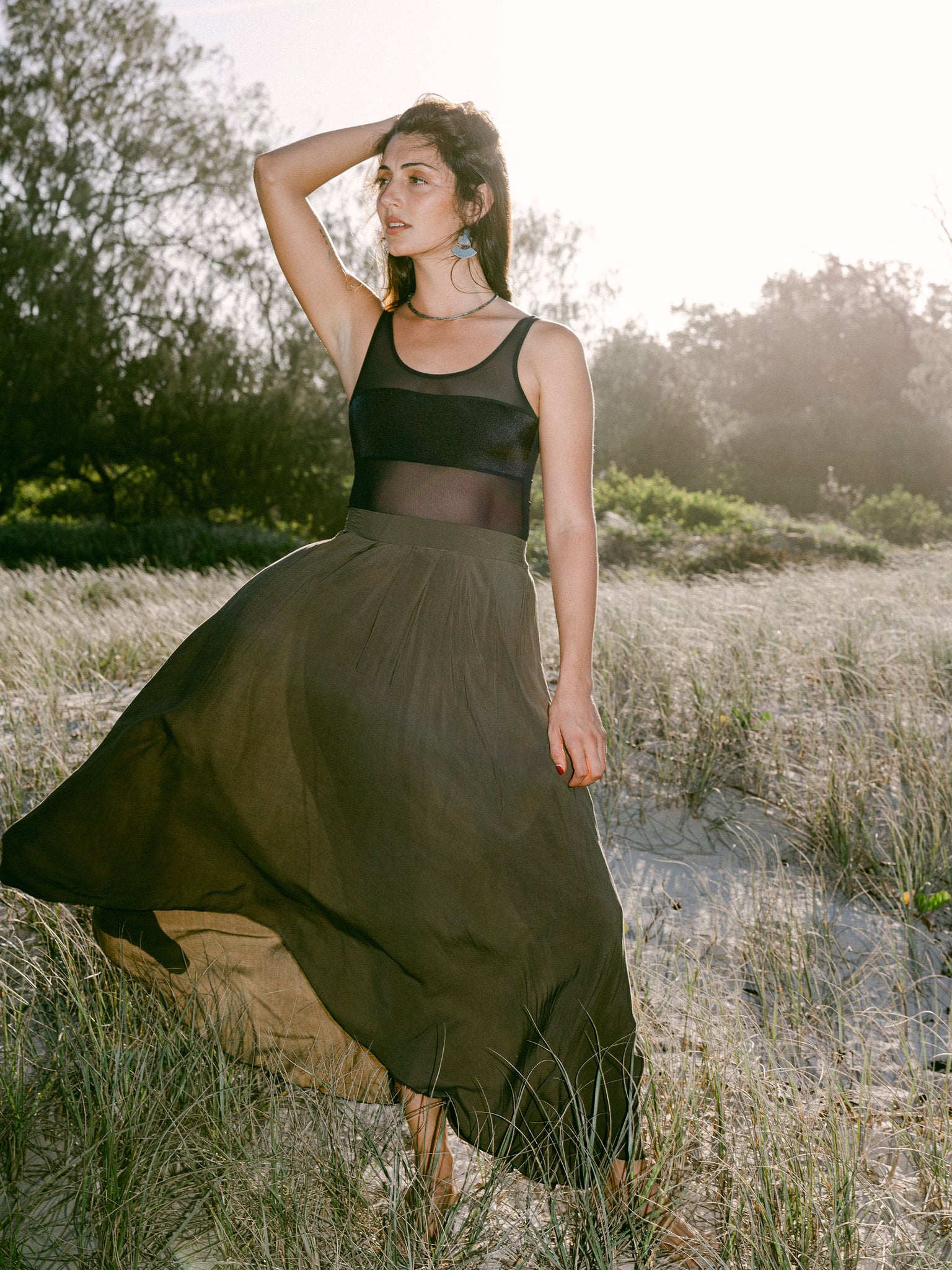 Green Peony Skirt