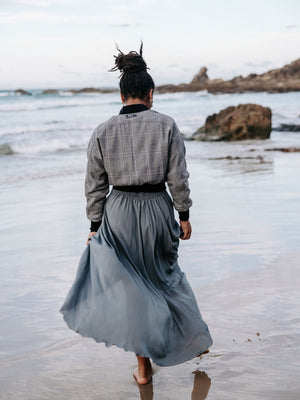 Silk Peony Skirt  - Sky