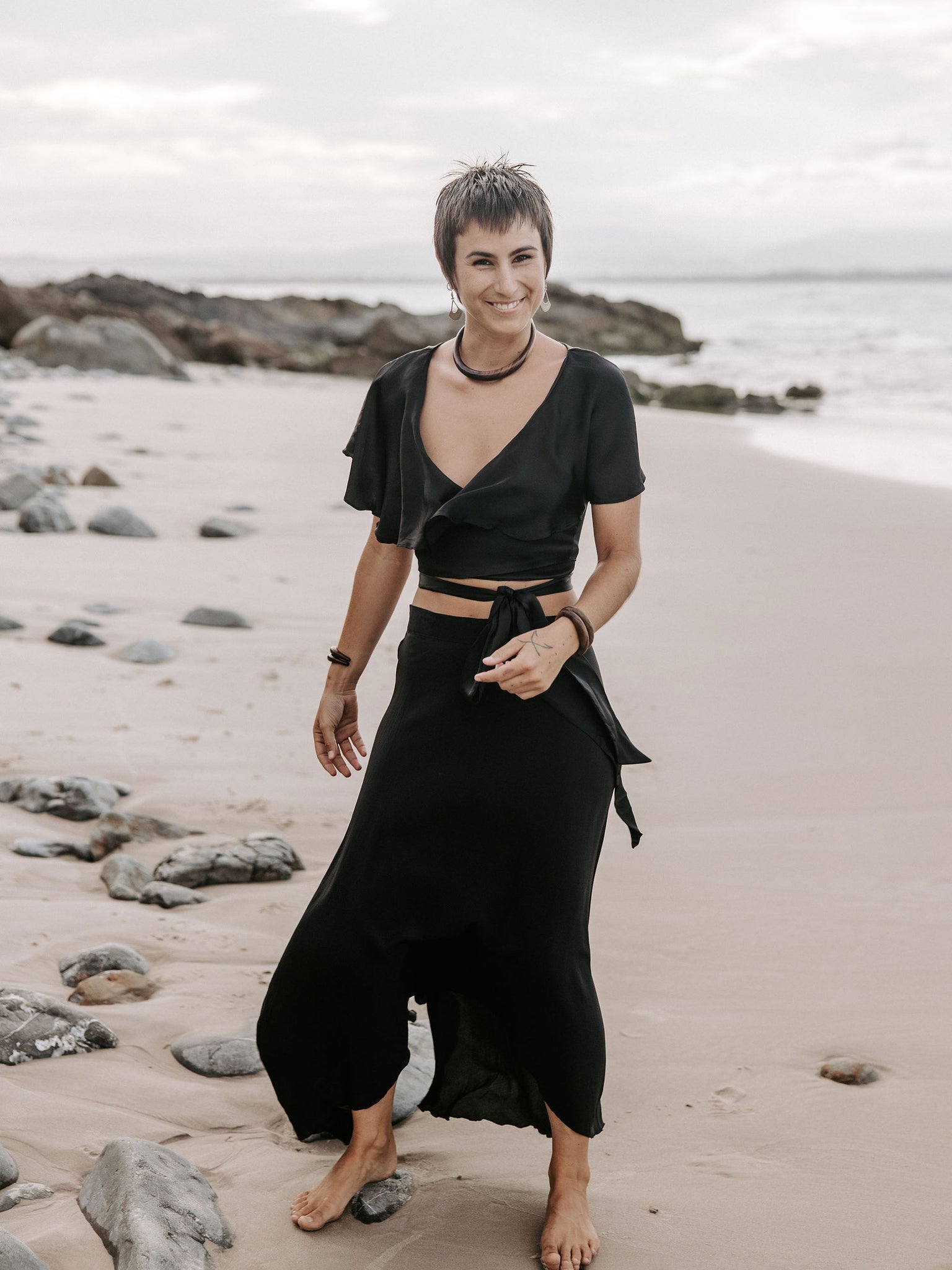 Midnight ruffle wrap