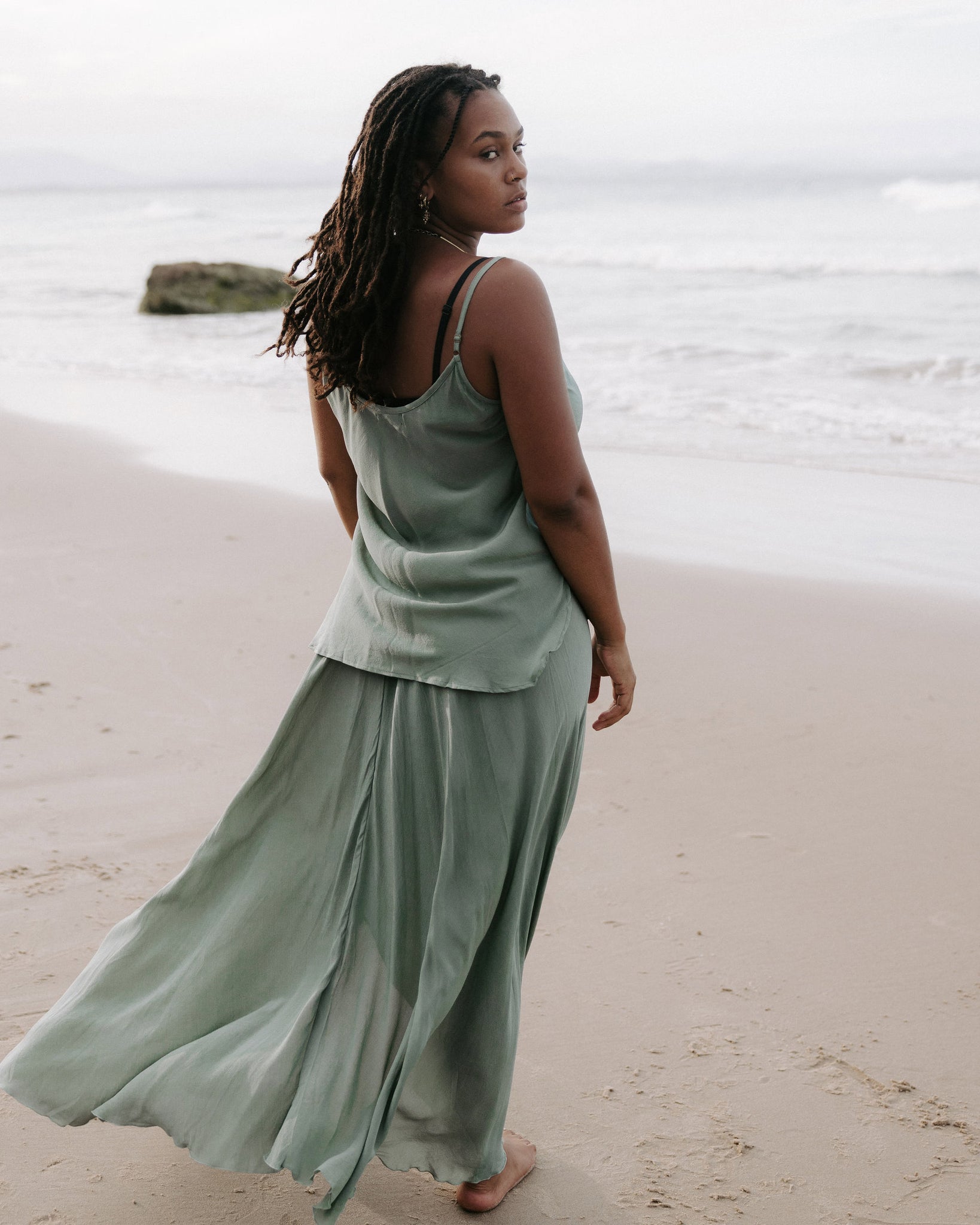 Silk Peony Skirt  - Ocean