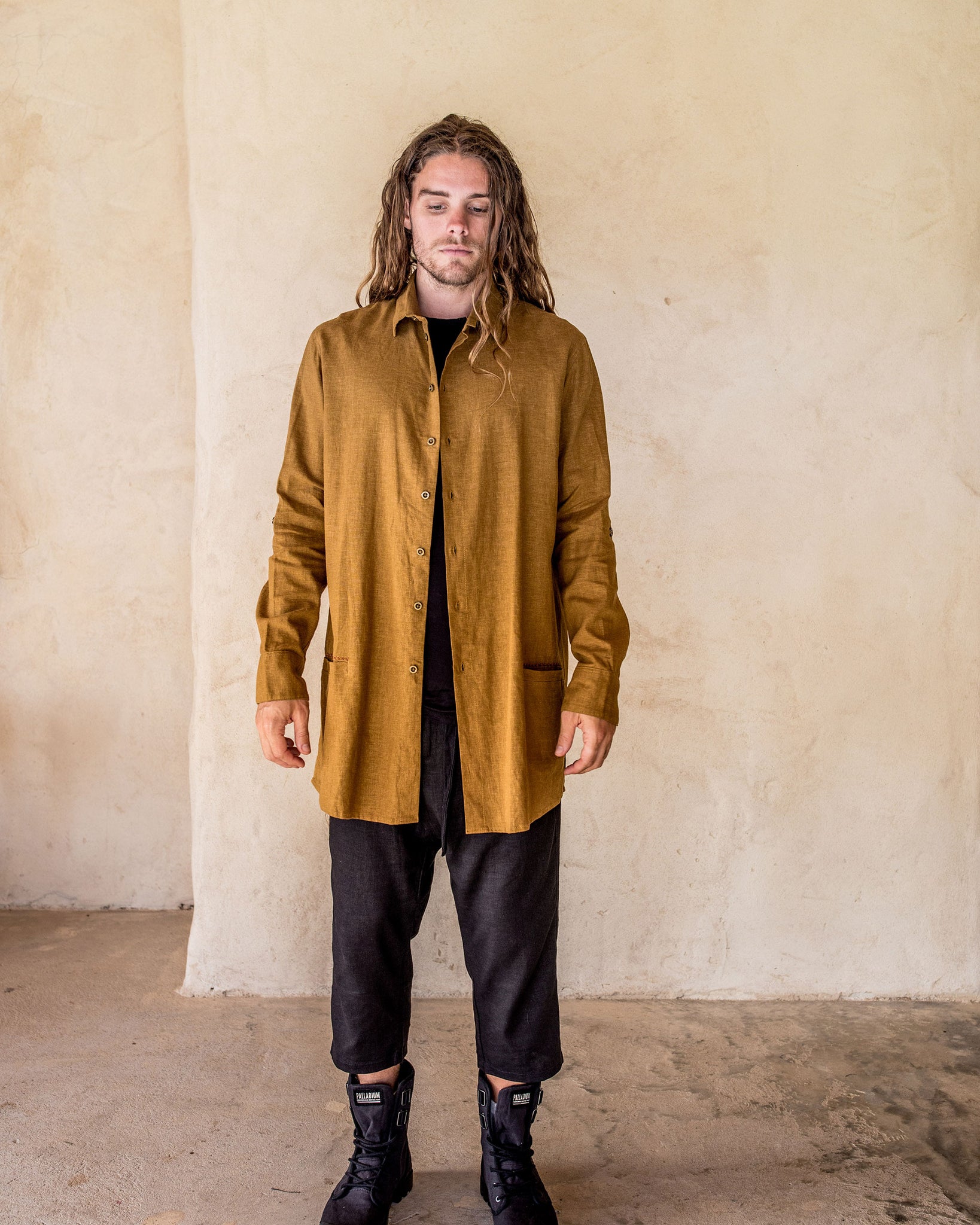 Axial Linen Shirt - Tumeric - Idis Designs