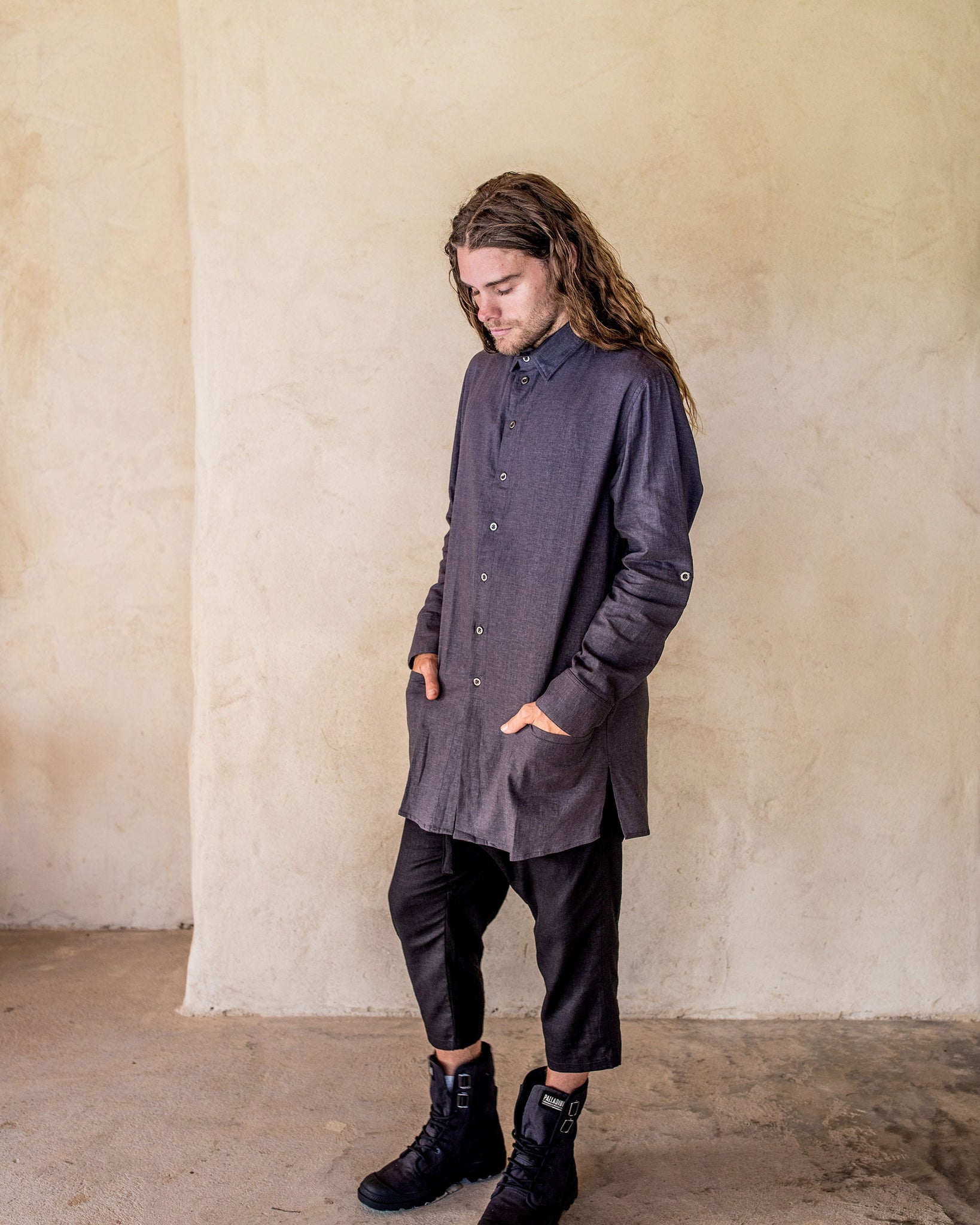 Axial Linen Shirt - Slate - Idis Designs