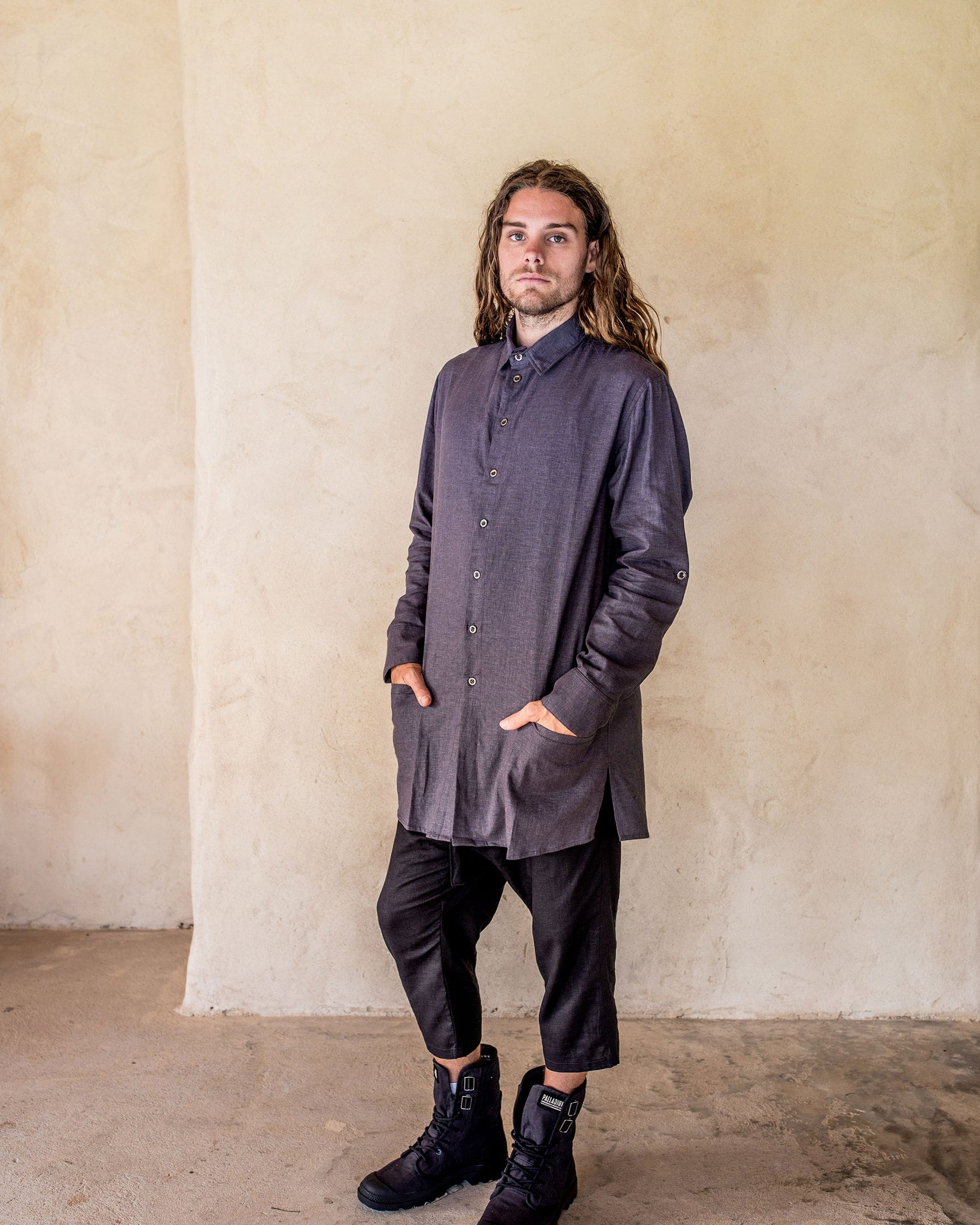 Axial Linen Shirt - Slate - Idis Designs